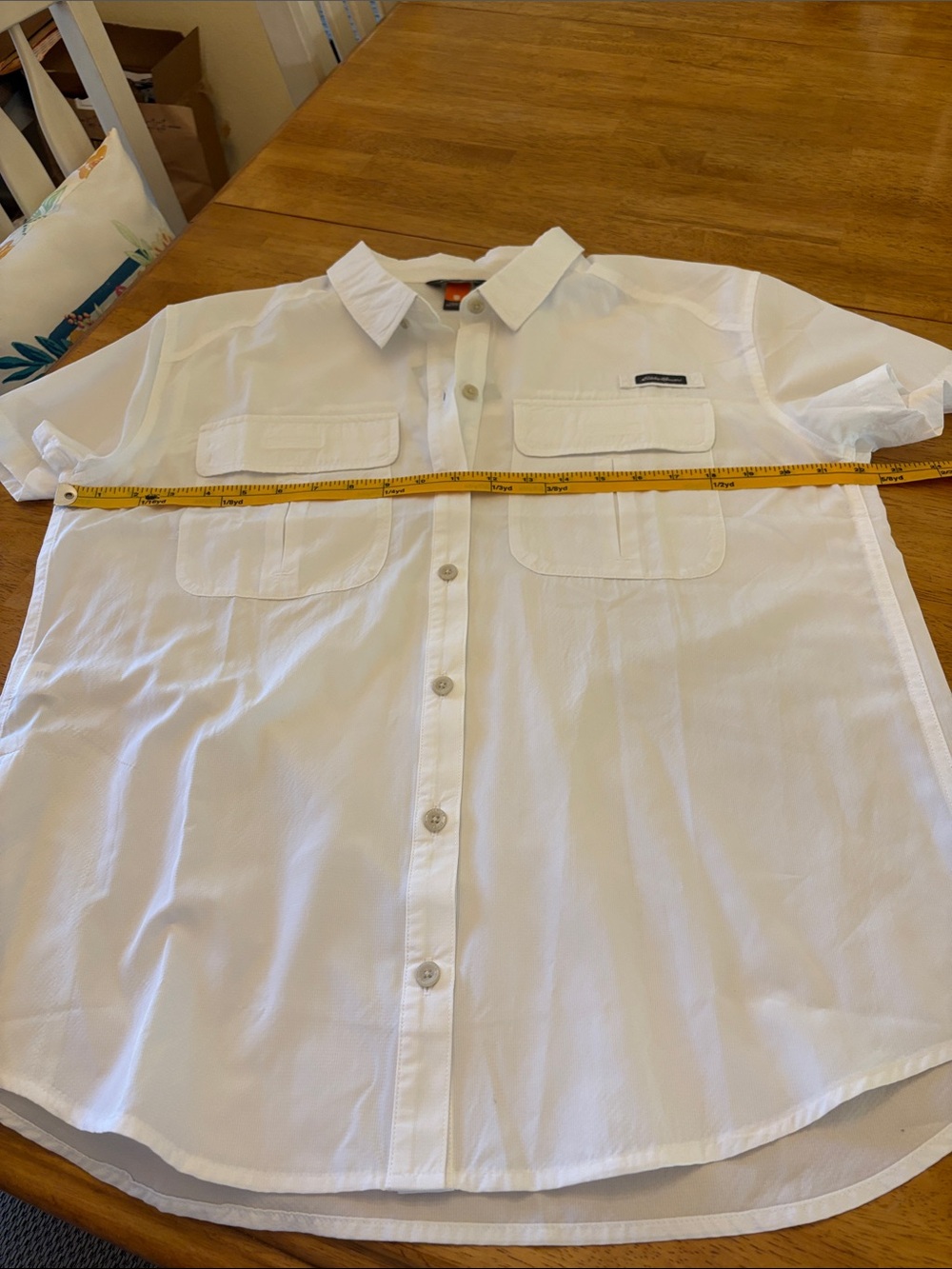 Eddie Bauer White Short-Sleeve Button Front Camp Shirt - Picture 13 of 15